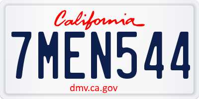CA license plate 7MEN544