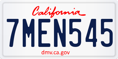CA license plate 7MEN545