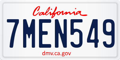CA license plate 7MEN549