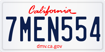 CA license plate 7MEN554