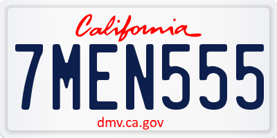 CA license plate 7MEN555