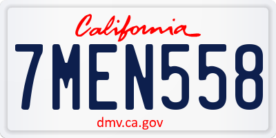CA license plate 7MEN558