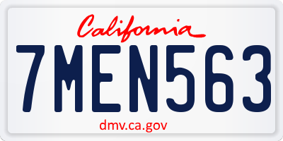 CA license plate 7MEN563