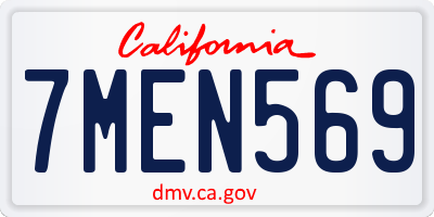 CA license plate 7MEN569