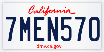 CA license plate 7MEN570