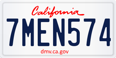 CA license plate 7MEN574