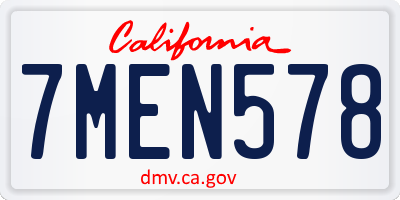 CA license plate 7MEN578