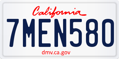 CA license plate 7MEN580