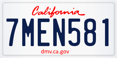 CA license plate 7MEN581