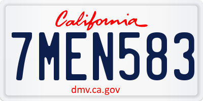 CA license plate 7MEN583
