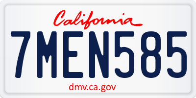 CA license plate 7MEN585