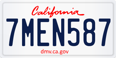 CA license plate 7MEN587