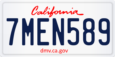 CA license plate 7MEN589