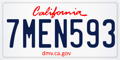 CA license plate 7MEN593