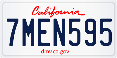 CA license plate 7MEN595