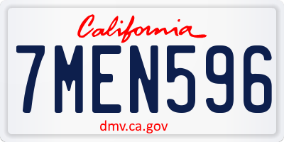 CA license plate 7MEN596