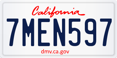CA license plate 7MEN597