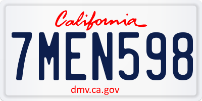 CA license plate 7MEN598