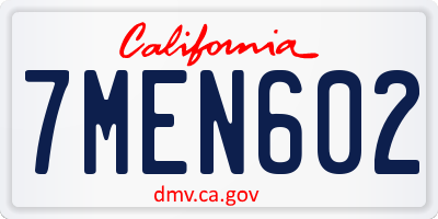 CA license plate 7MEN602