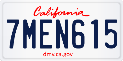 CA license plate 7MEN615