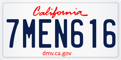 CA license plate 7MEN616
