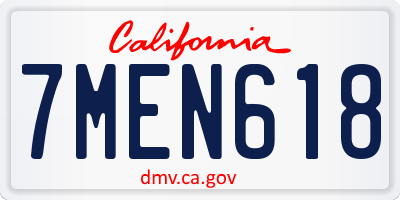 CA license plate 7MEN618