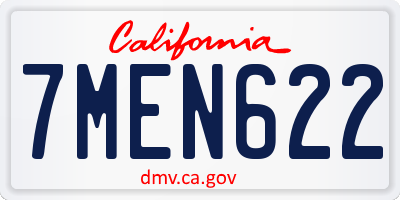 CA license plate 7MEN622
