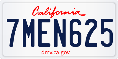 CA license plate 7MEN625