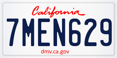 CA license plate 7MEN629