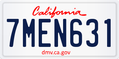 CA license plate 7MEN631