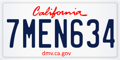 CA license plate 7MEN634
