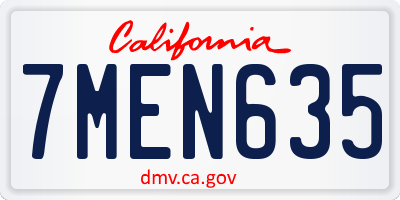 CA license plate 7MEN635