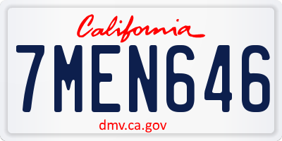 CA license plate 7MEN646
