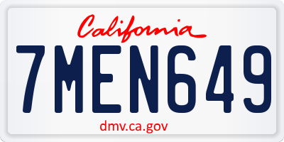 CA license plate 7MEN649