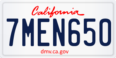 CA license plate 7MEN650