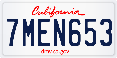 CA license plate 7MEN653