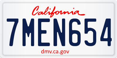 CA license plate 7MEN654