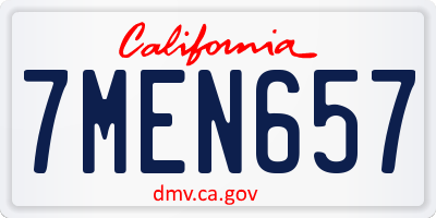 CA license plate 7MEN657
