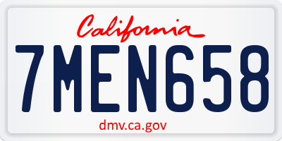 CA license plate 7MEN658