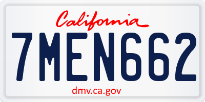 CA license plate 7MEN662