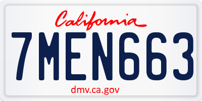 CA license plate 7MEN663