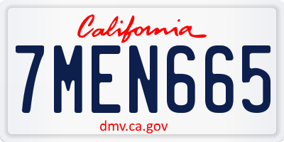 CA license plate 7MEN665