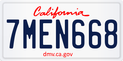 CA license plate 7MEN668