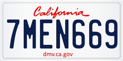 CA license plate 7MEN669