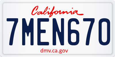 CA license plate 7MEN670