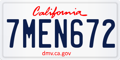 CA license plate 7MEN672