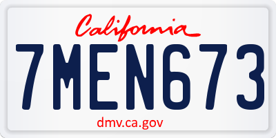 CA license plate 7MEN673