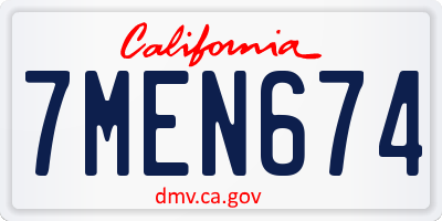CA license plate 7MEN674
