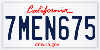 CA license plate 7MEN675