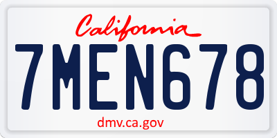 CA license plate 7MEN678